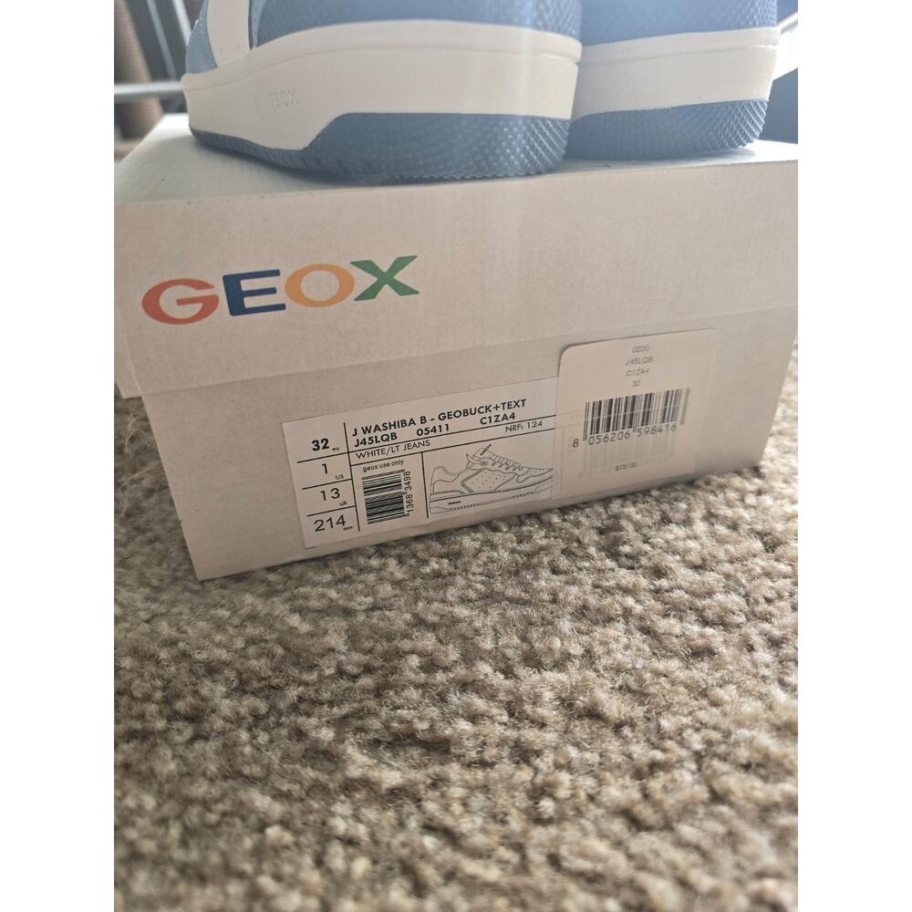Geox Boys J Washiba B Blue White Leather Light Jeans Sneakers Shoes Size EU... - Picture 3 of 5